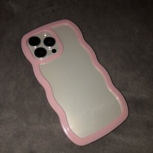 Light pink/ baby pink/ Transparent Wave/ Curly Frame IPhone 15 Pro Max case
